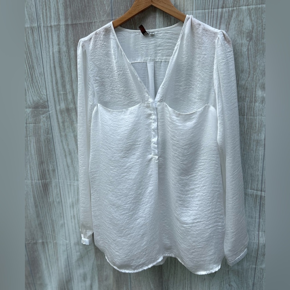 Kut from the Kloth XL satin tunic sheer blouse flowy Lagenlook minimalist